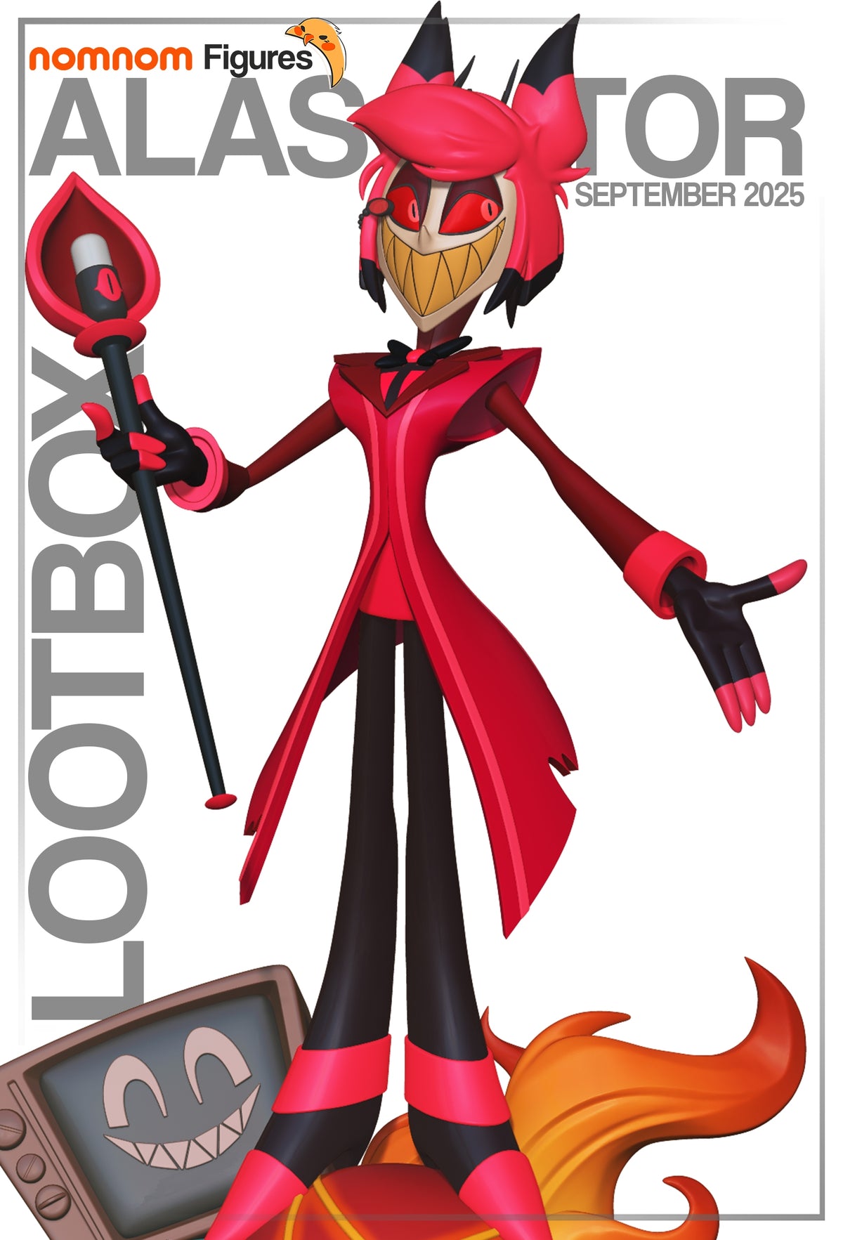 Fully painted sample of Alastor from Hazbin Hotel by Nomnom, showing intended final look for display reference.