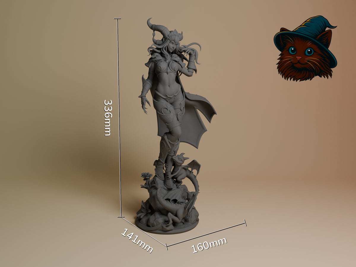 Alexstrasza from World of Warcraft is an unpainted resin figure standing on a sculpted base, shown with 336mm height.