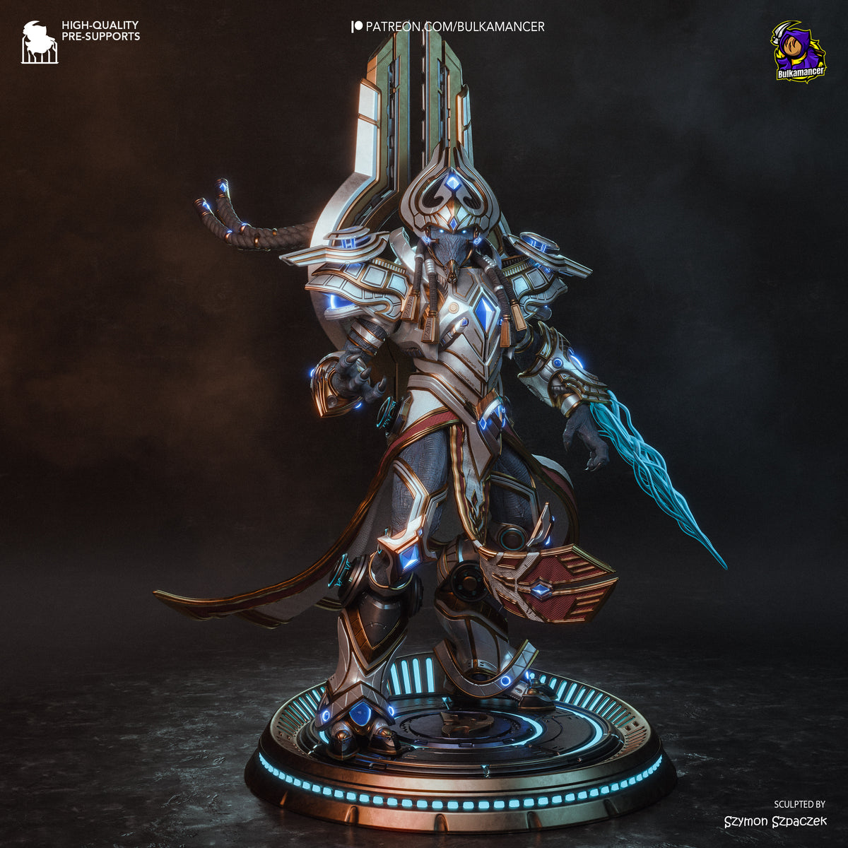 Artanis from Starcraft II is a painted resin figure in a front-facing pose on a sculpted base.