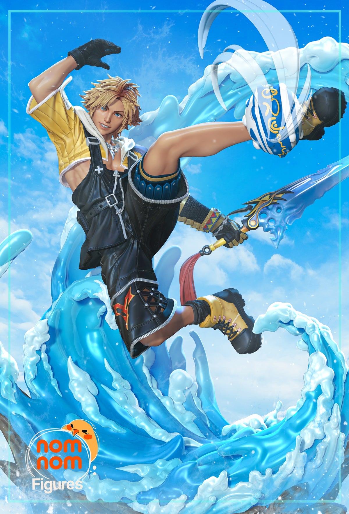 Fully painted sample of Tidus from Final Fable by Nomnom, showing intended final look for display reference.