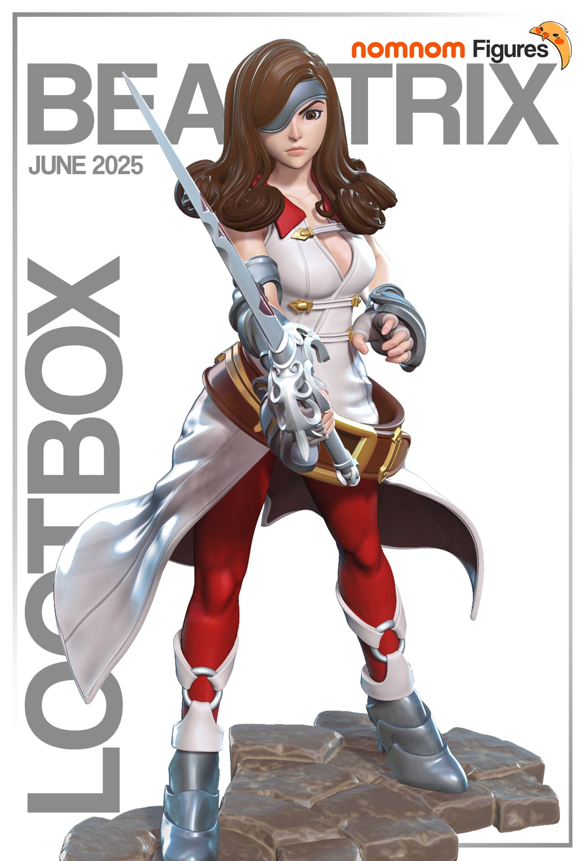 Fully painted sample of Beatrix from Final Fable by Nomnom, showing intended final look for display reference.