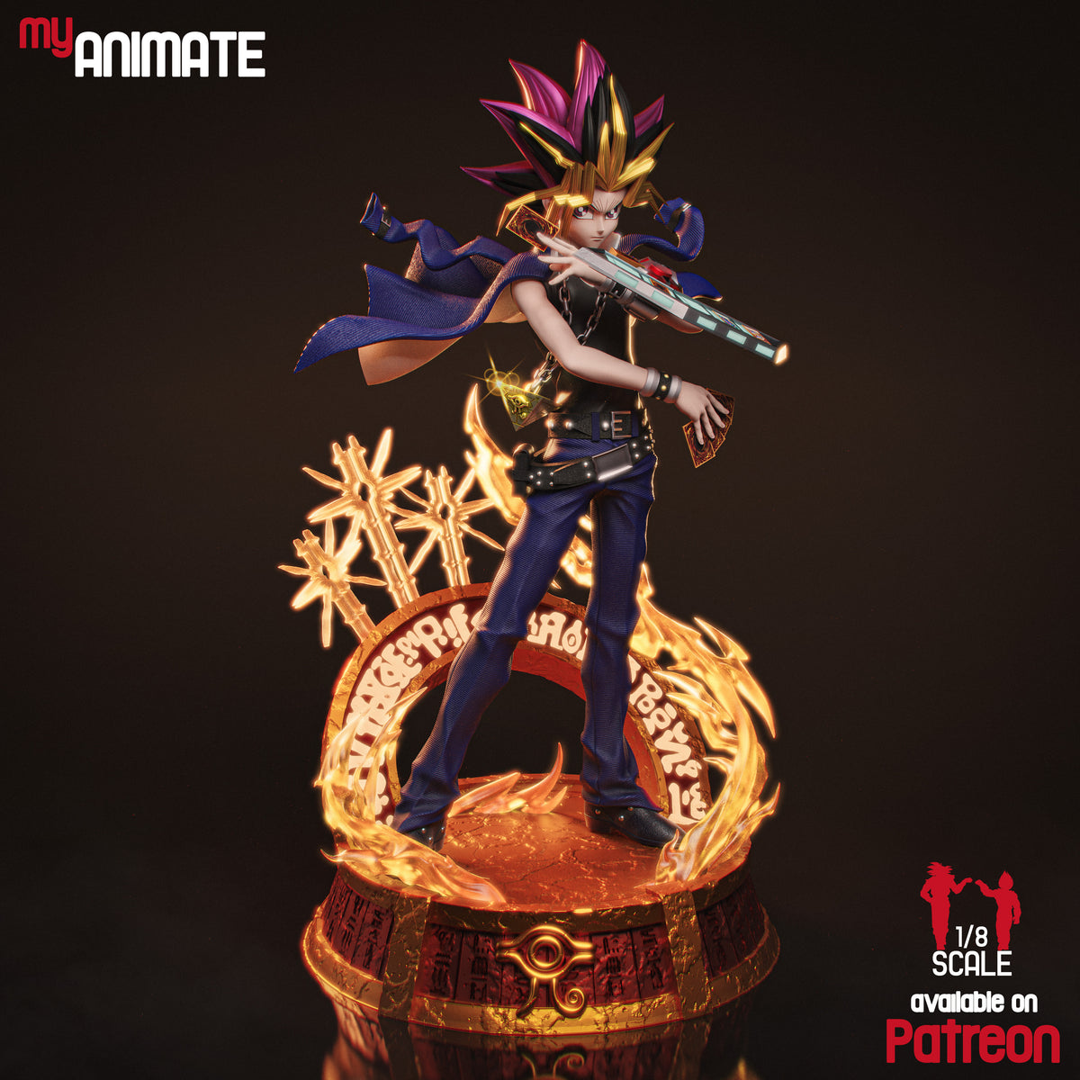 Yugi from Yu-Gi-Oh! is a painted resin figure in a three-quarter pose with duel disk and sculpted base.