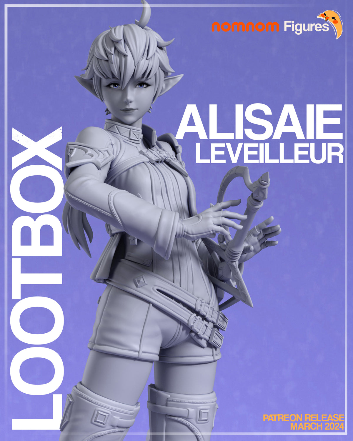 Fully painted sample of Alisaie Leveilleur from Final Fable by Nomnom, showing intended final look for display reference.