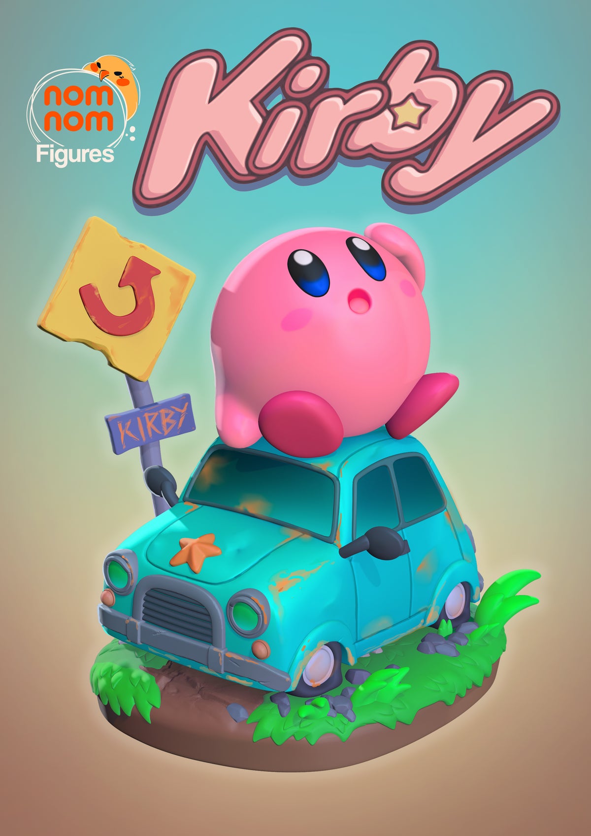 Fully painted sample of Kirby from Dream Realm Adventure by Nomnom, showing intended final look for display reference.