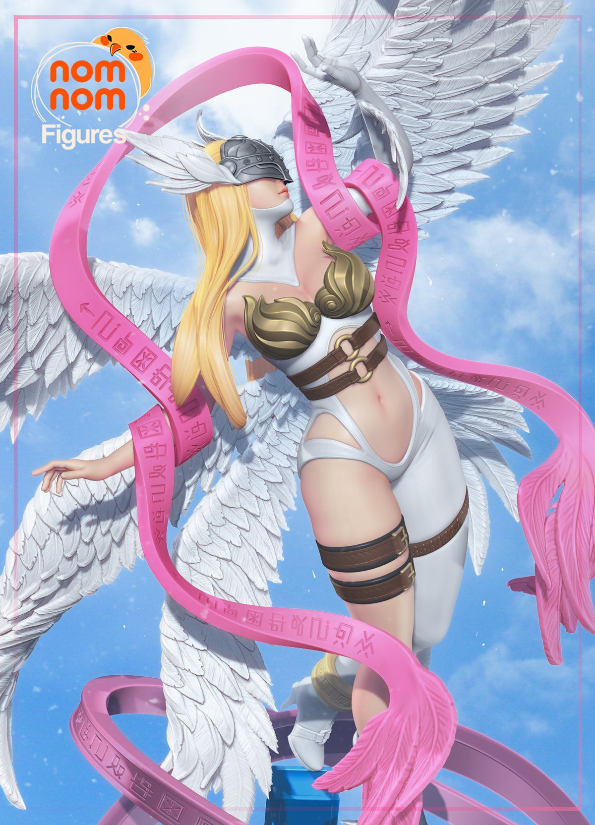 Fully painted sample of angelic digital guardian from Cybermon by Nomnom, showing intended final look for display reference.