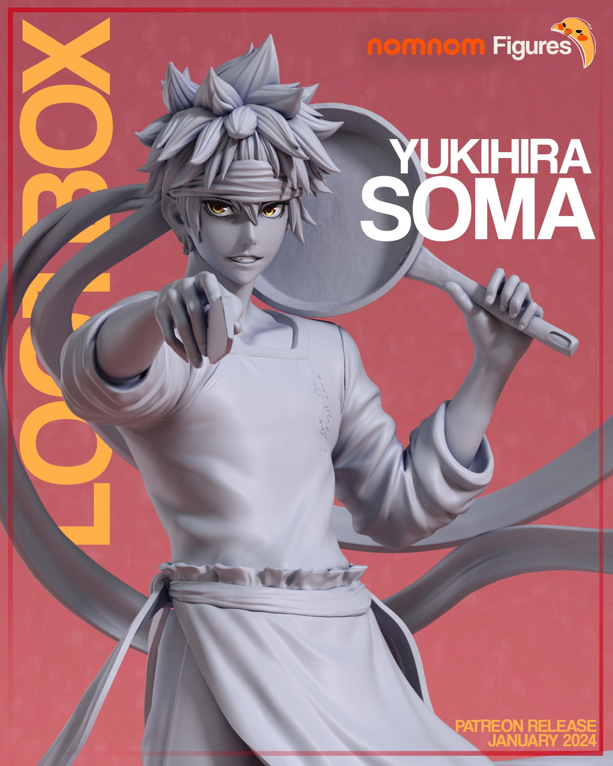Fully painted sample of Soma Yukimura from Cuisine Wars by Nomnom, showing intended final look for display reference.