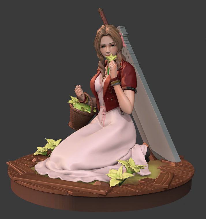 Fully painted sample of Aerith from Final Fable by Nomnom, showing intended final look for display reference.