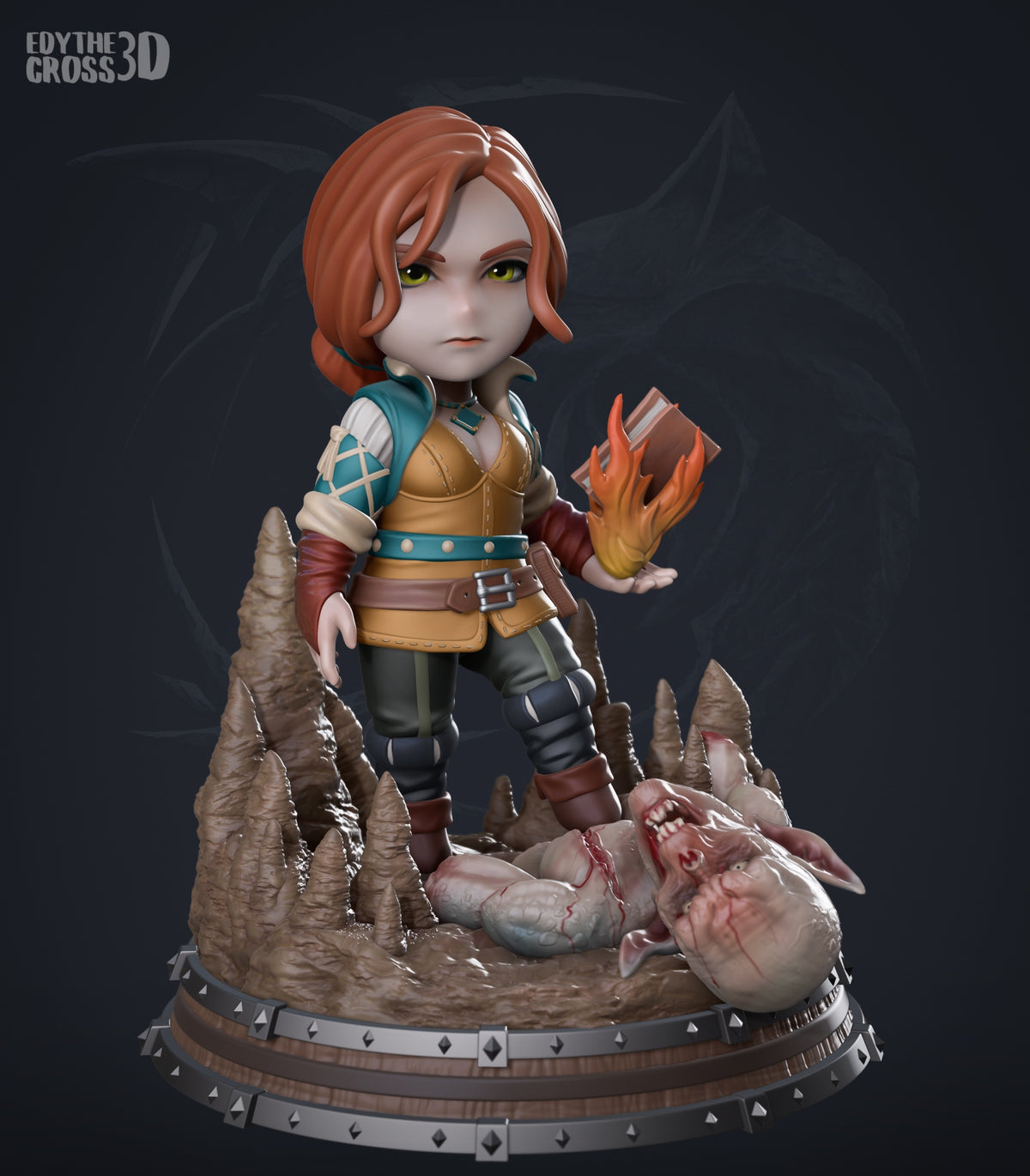Fully painted sample of Triss Merigold from Monster Hunter Geraldo by Nomnom, showing intended final look for display reference.
