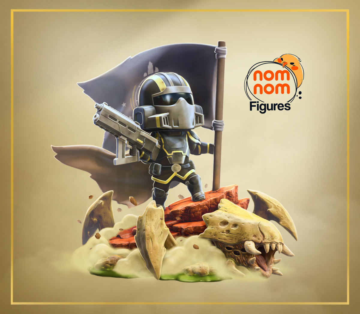 Fully painted sample of Bugstorm Diver from Galactic Bug War by Nomnom, showing intended final look for display reference.