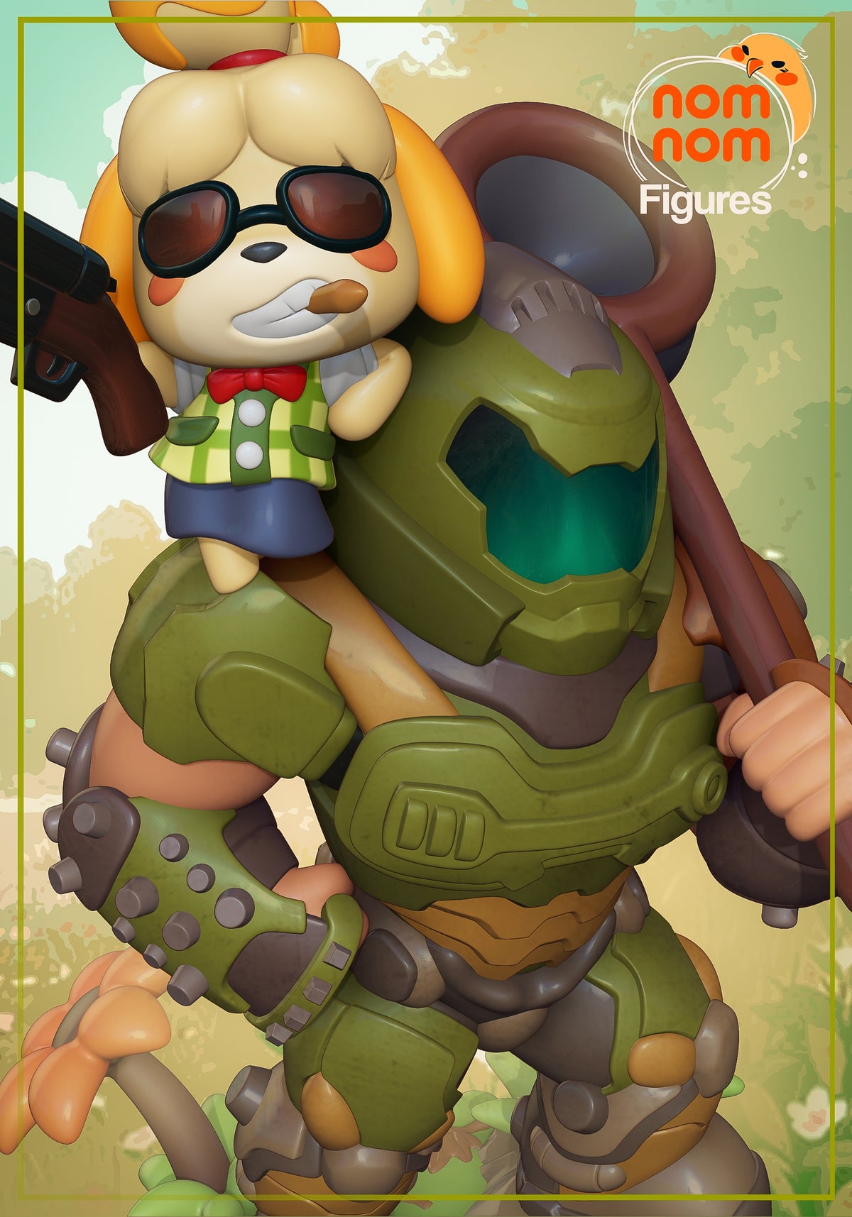 Fully painted sample of Bell Pup Assistant from Village Crossing by Nomnom, showing intended final look for display reference.