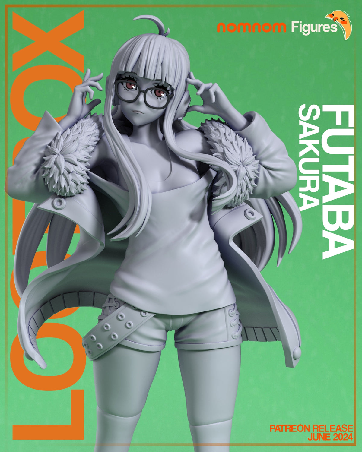 Fully painted sample of Original anime-style hacker girl from Phantom Heist 5 by Nomnom, showing intended final look for display reference.