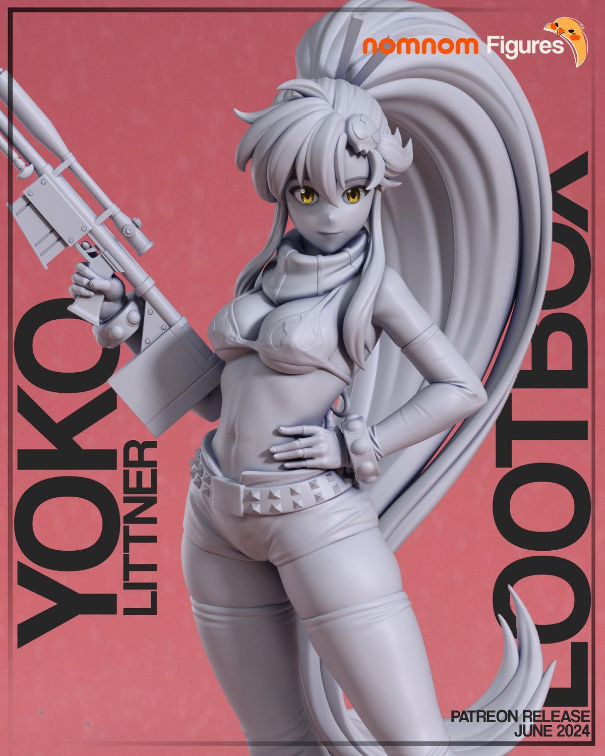 Fully painted sample of Scarlet Sniper Yona from Spiral Mecha Saga by Nomnom, showing intended final look for display reference.