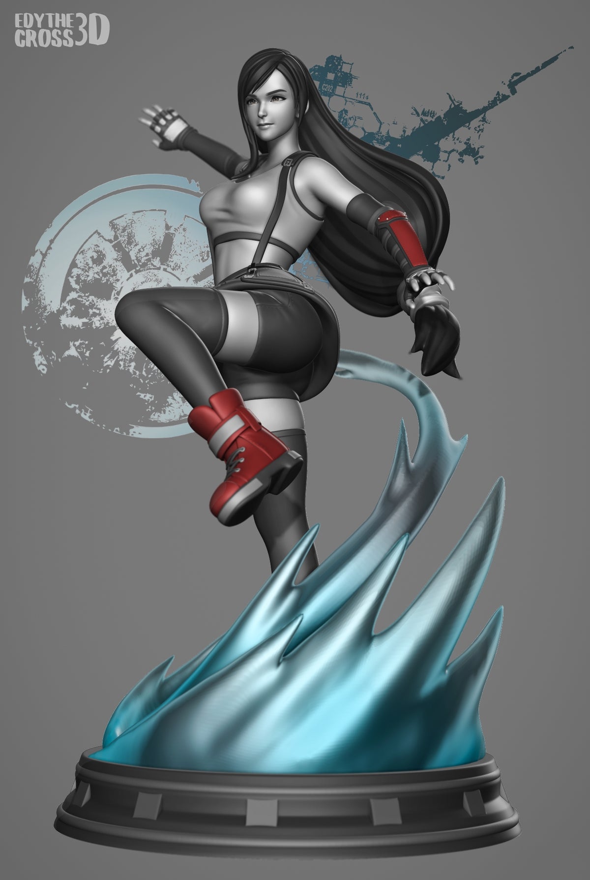 Fully painted sample of Tifa Lockhart from Final Fable by Nomnom, showing intended final look for display reference.