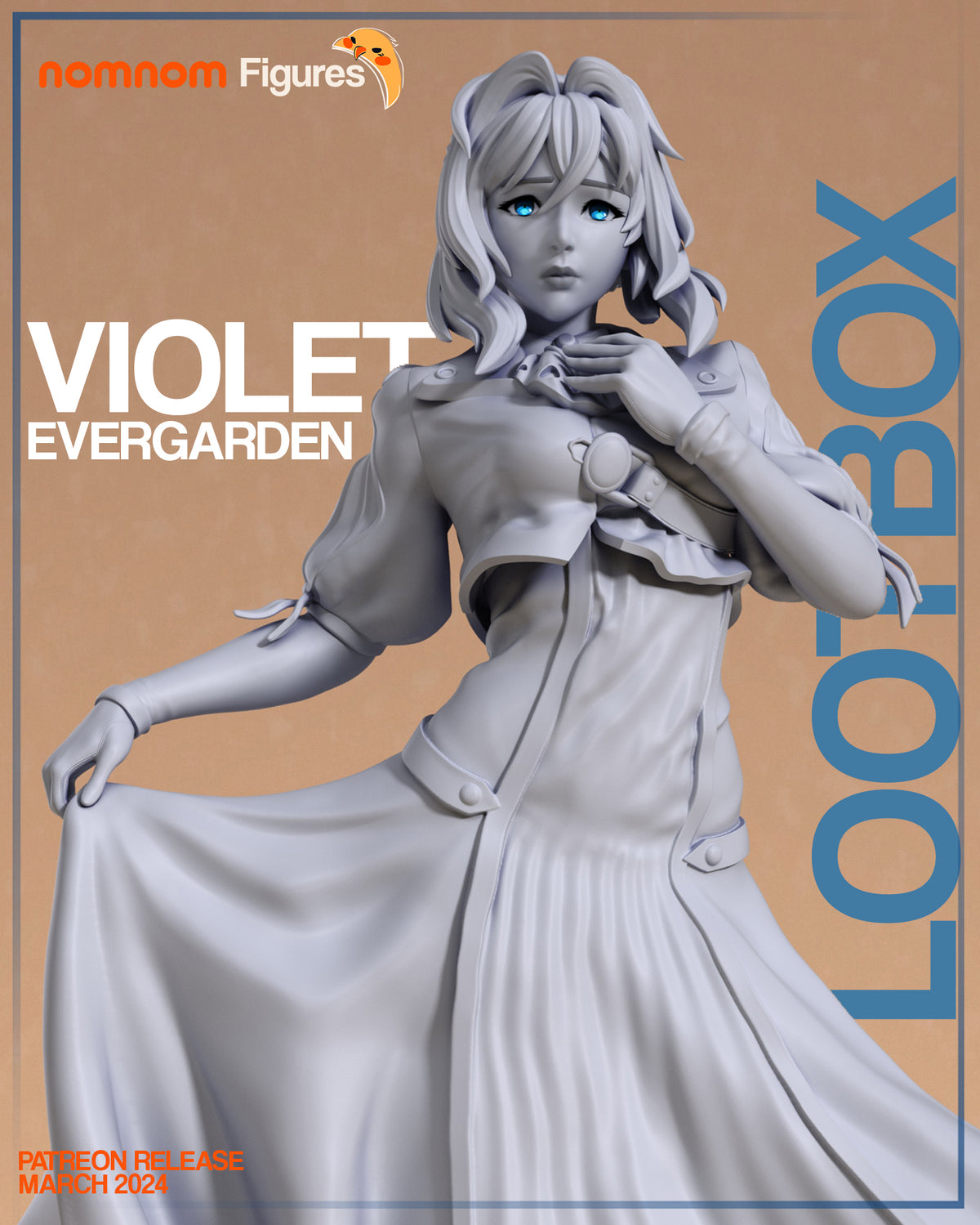 Fully painted sample of Violet Evergarden from Automaton Correspondence by Nomnom, showing intended final look for display reference.