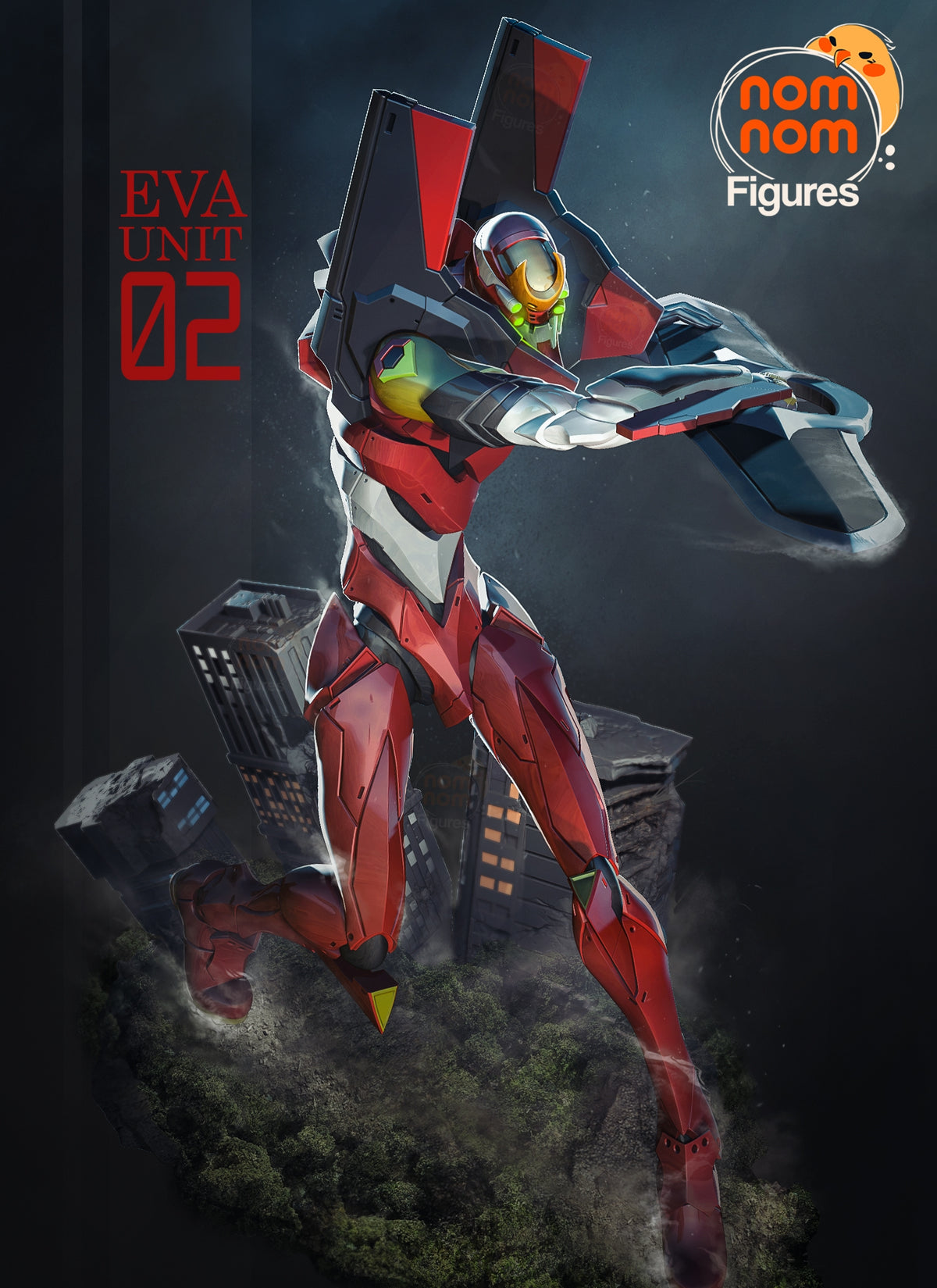 Fully painted sample of Eon-02 Valkyrie from Aeon Genesis Mecha by Nomnom, showing intended final look for display reference.