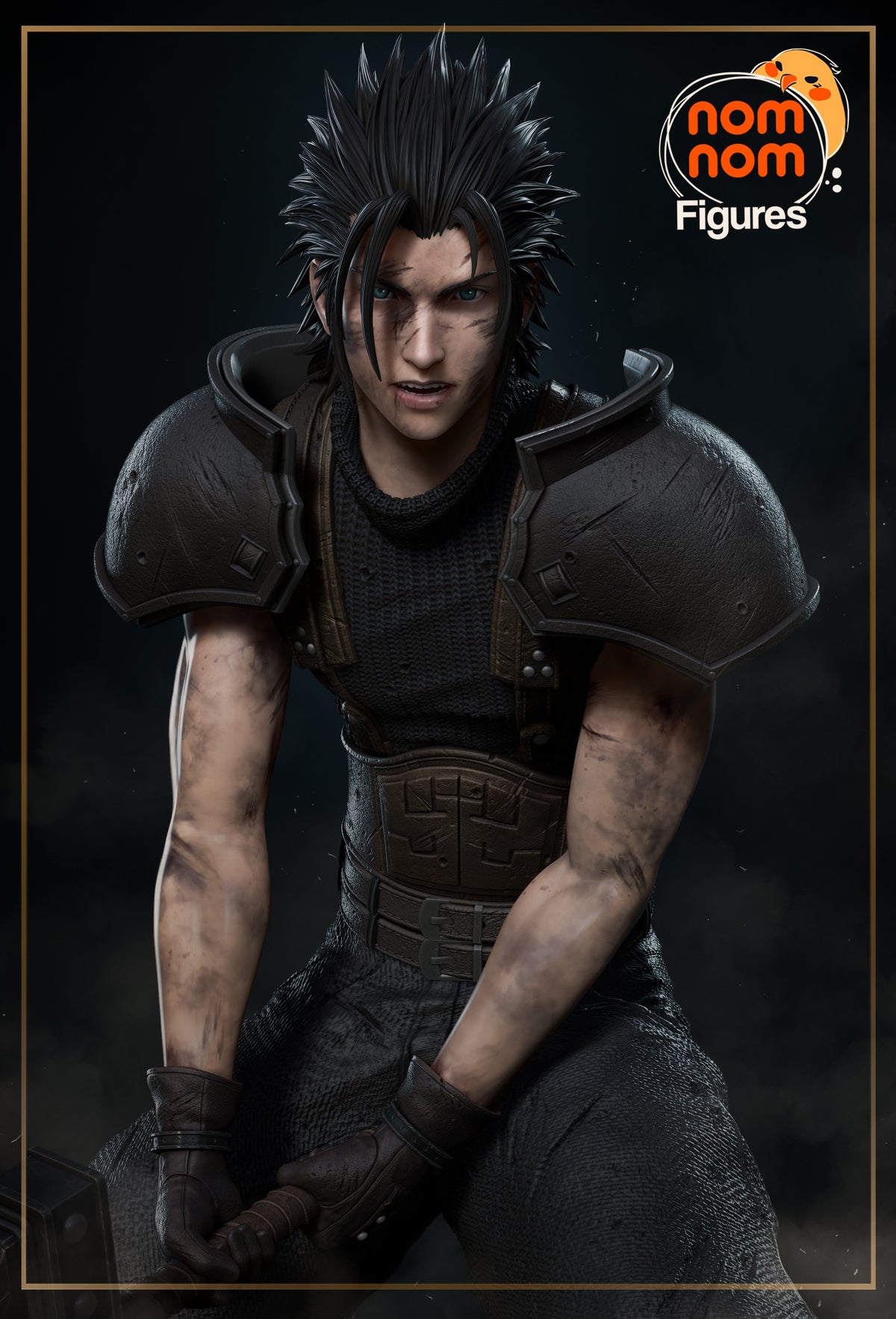 Fully painted sample of Zack Fair from Final Fable by Nomnom, showing intended final look for display reference.