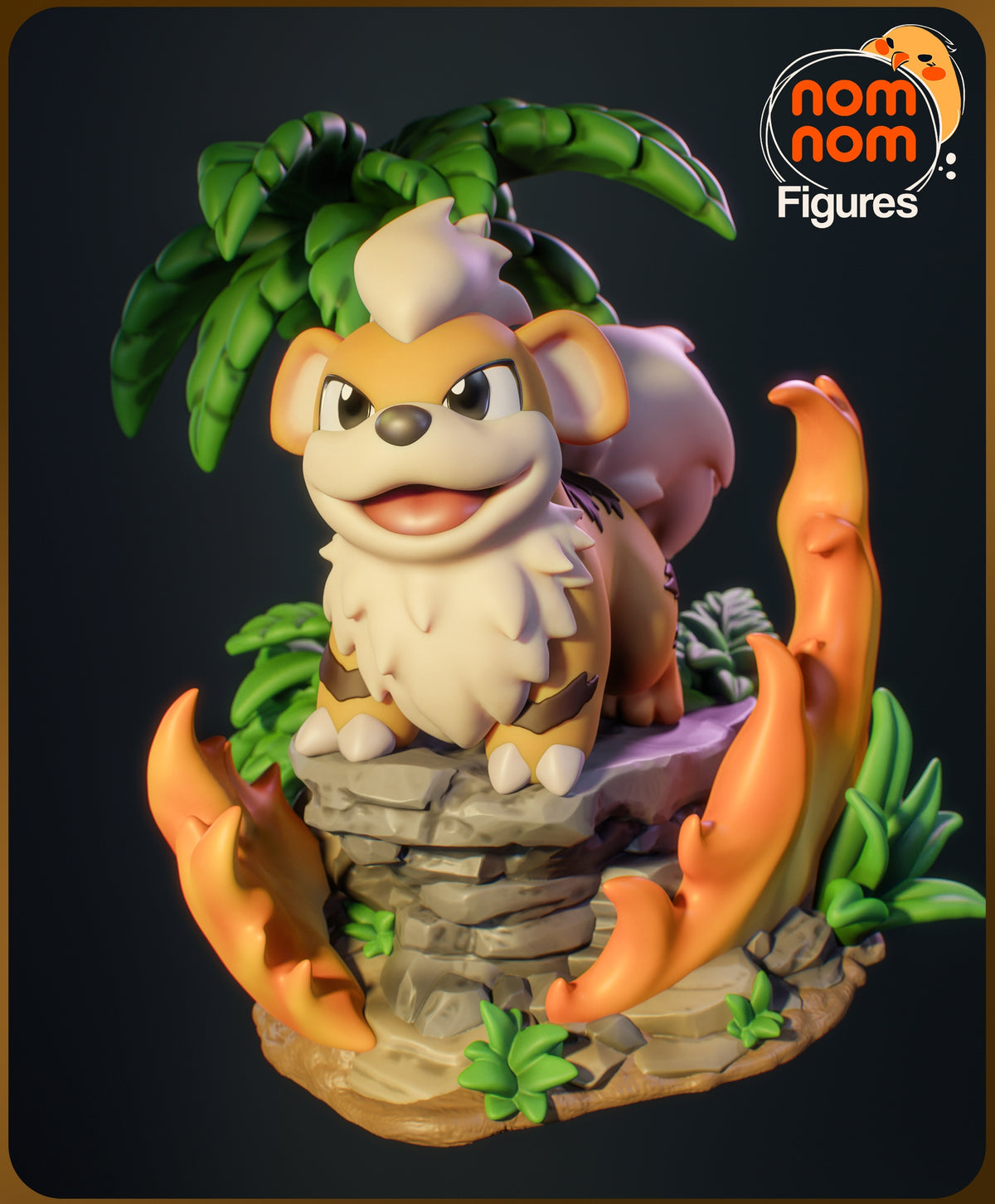 Fully painted sample of Growlithe from Pocket Specters by Nomnom, showing intended final look for display reference.