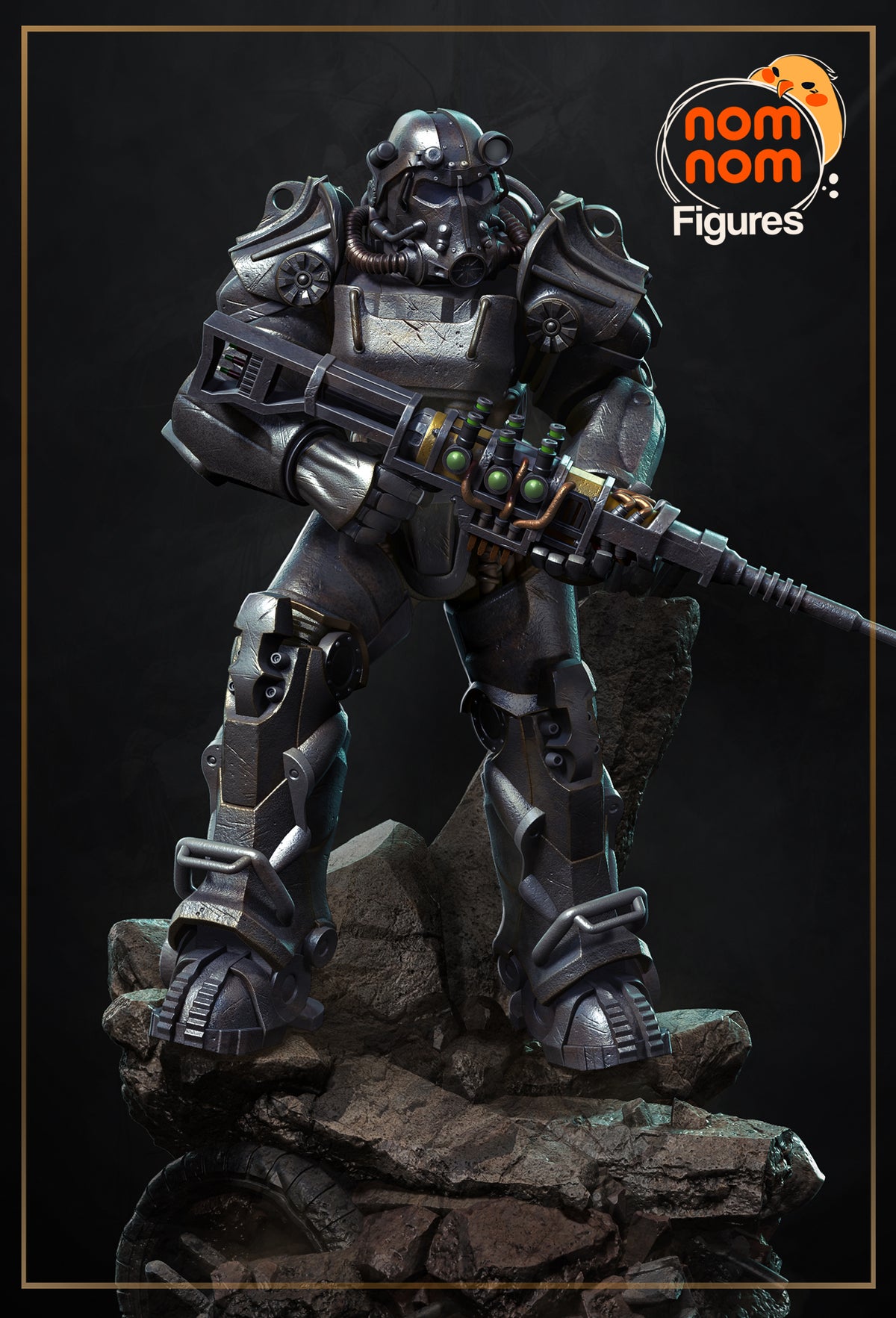 Fully painted sample of T60 Power Suit from Post-Apocalypse Wasteland by Nomnom, showing intended final look for display reference.