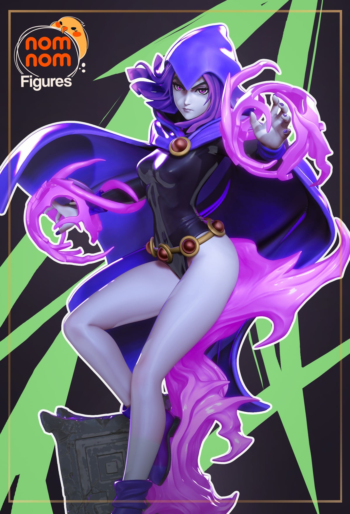 Fully painted sample of Azara, Shadow Sorceress from Teen Heroes Squad by Nomnom, showing intended final look for display reference.