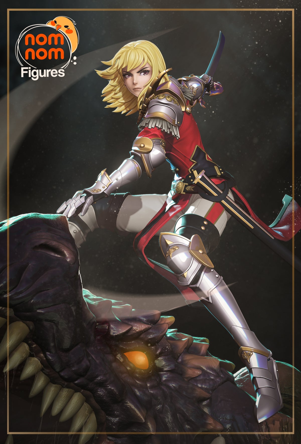 Cha Hae-In from Solo Leveling is a painted resin figure posed on a sculpted monster base.