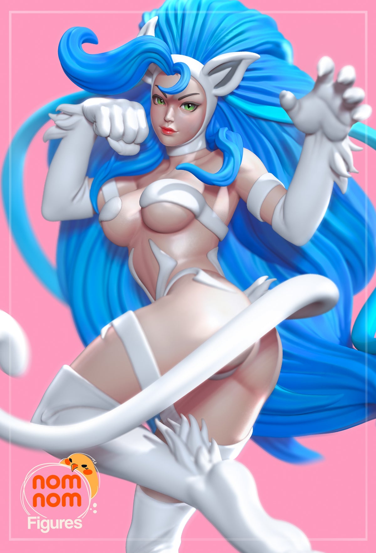 Fully painted sample of Felicia Rosemary from Darkstalkers by Nomnom, showing intended final look for display reference.