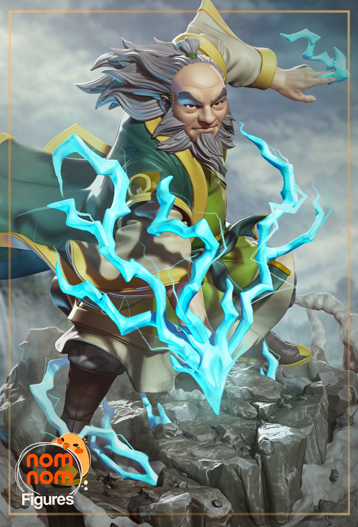 Tea Sage from Avatar: The Last Airbender is a painted resin figure posed over a rocky sculpted base.