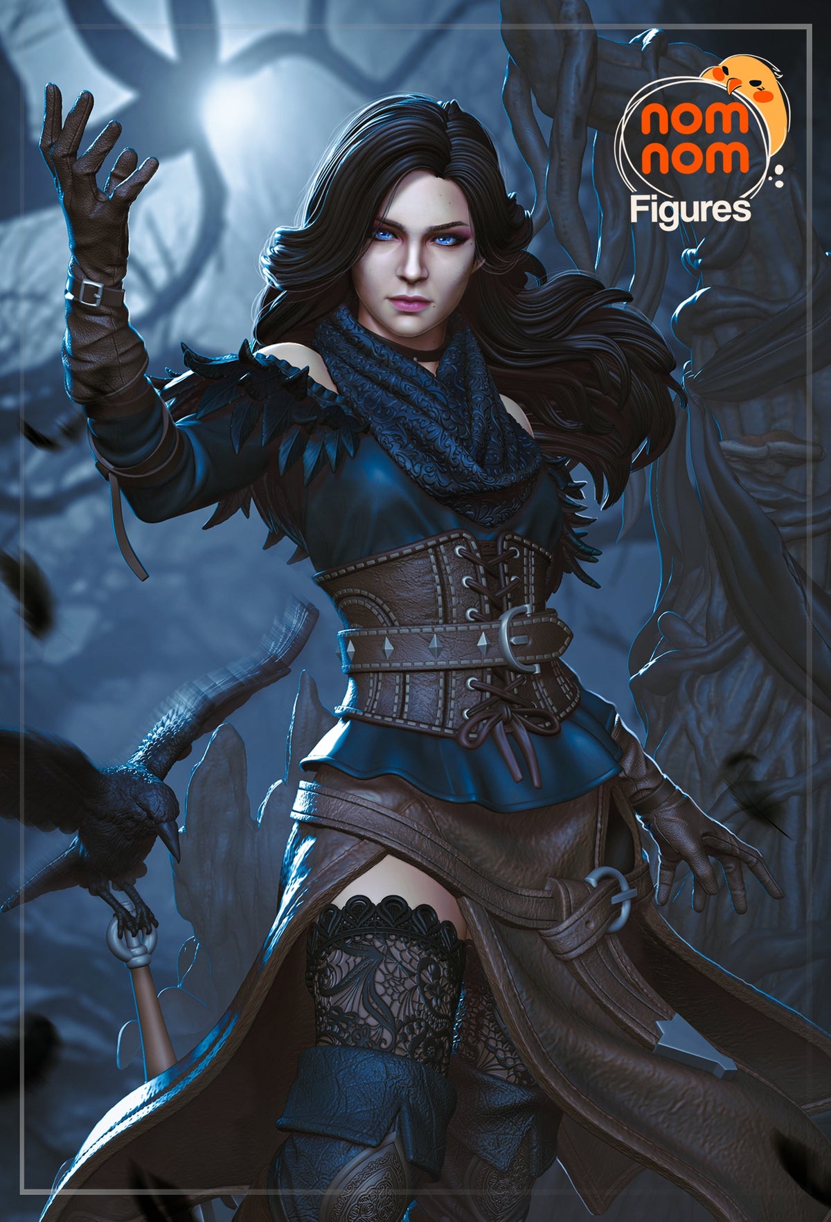 Fully painted sample of female sorceress from Monster Hunter Geraldo by Nomnom, showing intended final look for display reference.