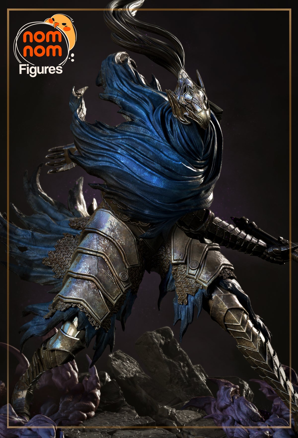 Fully painted sample of Abyssal Knight from Ashen Souls by Nomnom, showing intended final look for display reference.