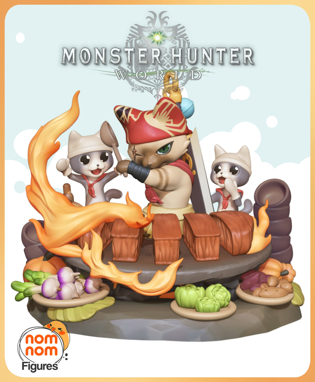 Fully painted sample of Buff Feline Chef from Beast Hunter by Nomnom, showing intended final look for display reference.