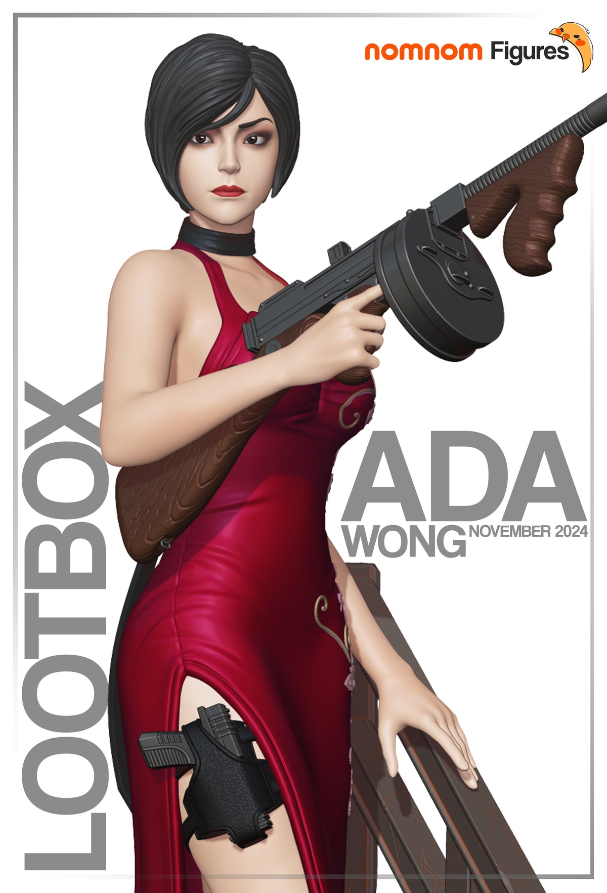Fully painted sample of Ada Wong from Resident Evil by Nomnom, showing intended final look for display reference.
