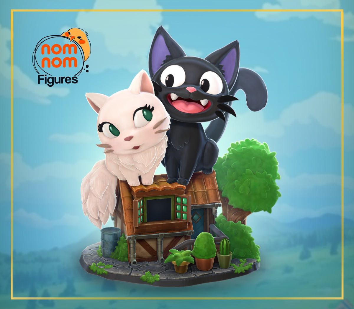 Fully painted sample of Witch's Black Cat from Witch's Delivery Adventure by Nomnom, showing intended final look for display reference.
