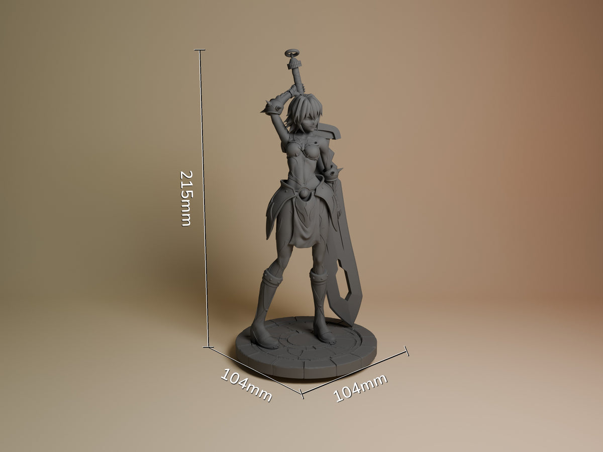 Black Rose resin figure from .Hack standing on circular base with sword raised, shown at 215mm height with 104mm base dimensions.