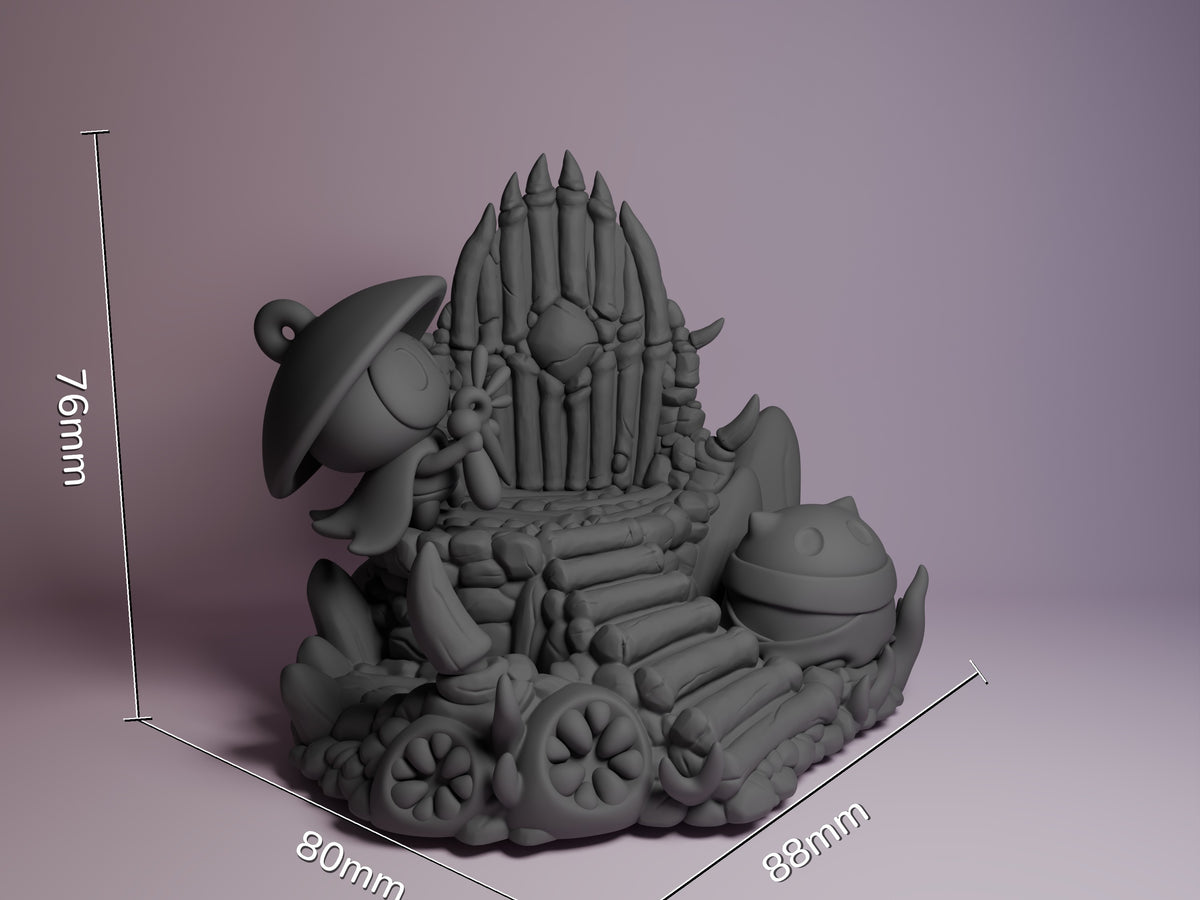 Sherma resin Chibi figure displayed at scale showing 76mm height, 80mm depth, 88mm width. Unpainted gray resin with detailed spiky shell and cute pose on textured base.