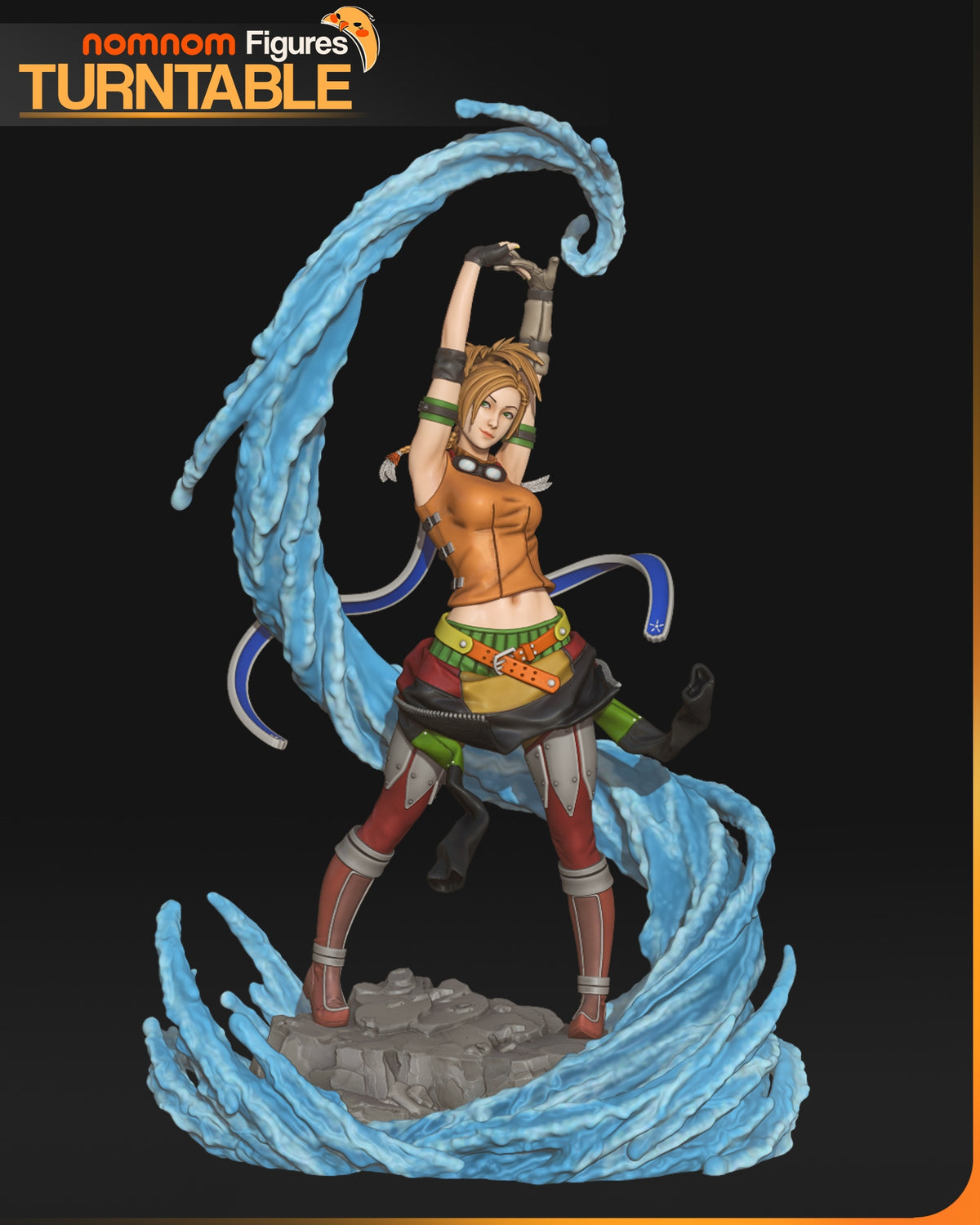 Fully painted sample of Rikku from Final Fable by Nomnom, showing intended final look for display reference.