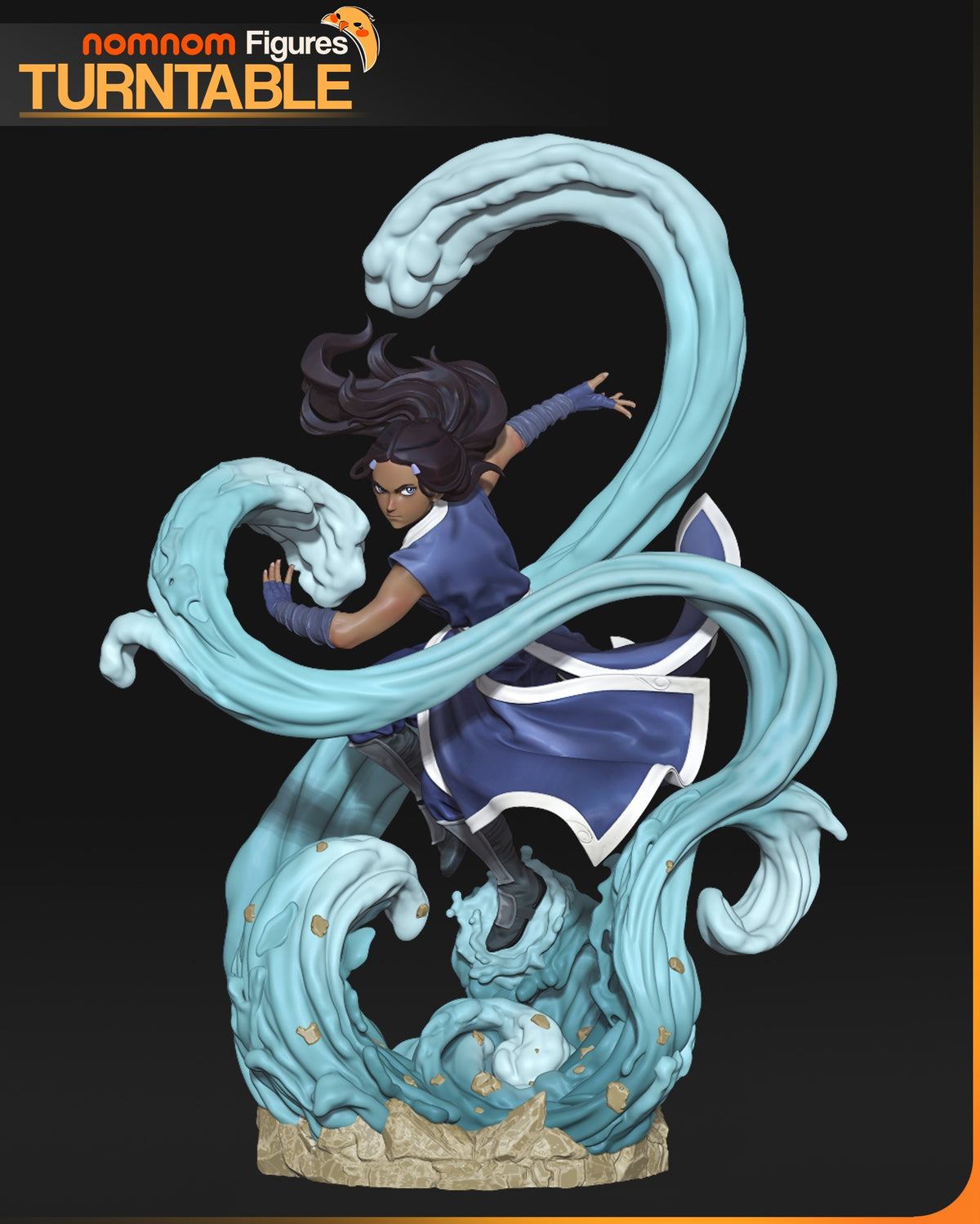 Katara from Avatar: The Last Airbender appears painted in a waterbending pose on a sculpted base as a resin figure.