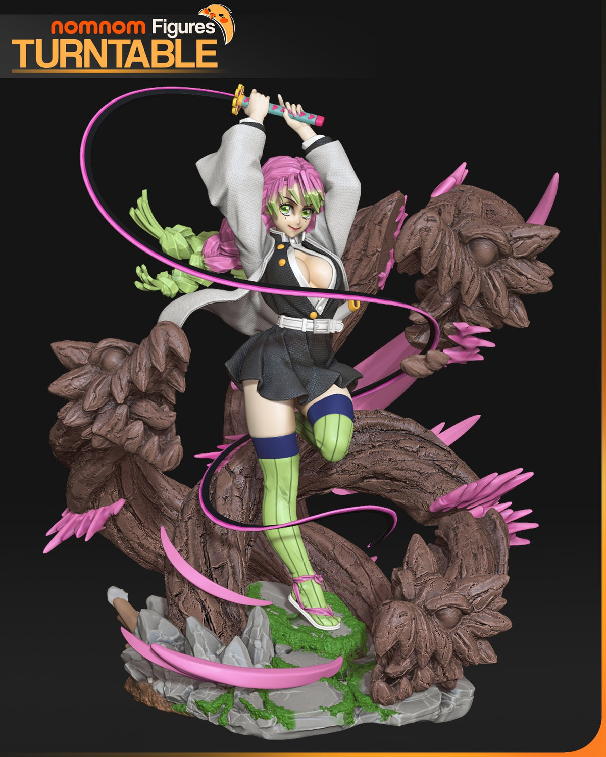 Fully painted sample of Mitsuri from Oni Hunter Corps by Nomnom, showing intended final look for display reference.