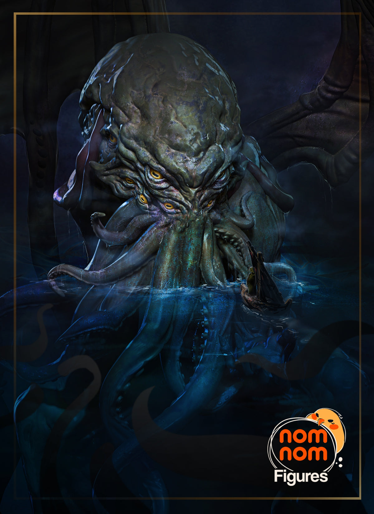 Fully painted sample of Cthulhu from Mythos by Nomnom, showing intended final look for display reference.