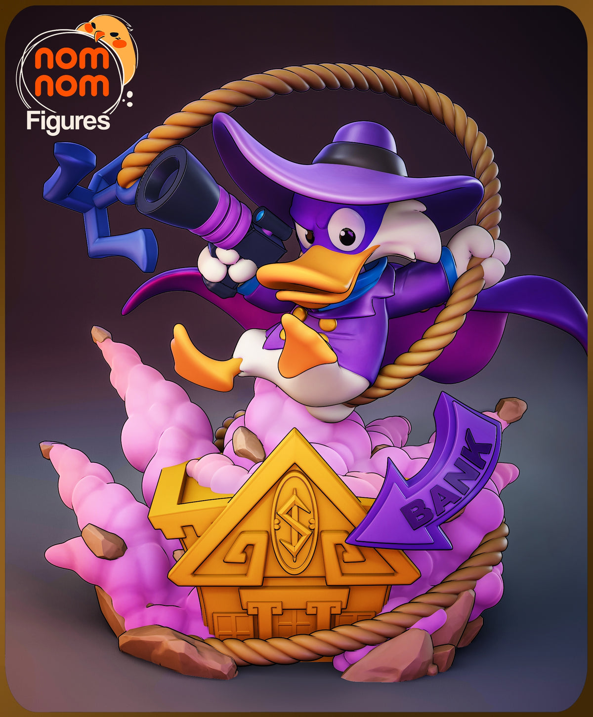 Fully painted sample of Darkwing Duck from Capes & Quacks by Nomnom, showing intended final look for display reference.
