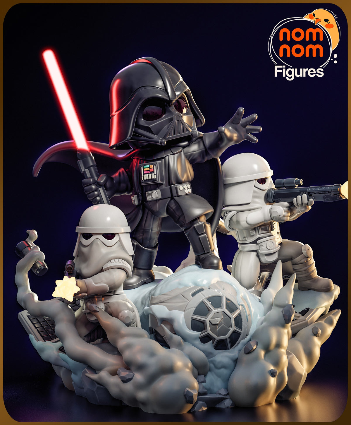 Dark Lord Mask from Galaxy Wars is a painted resin Chibi figure posed on a sculpted base.