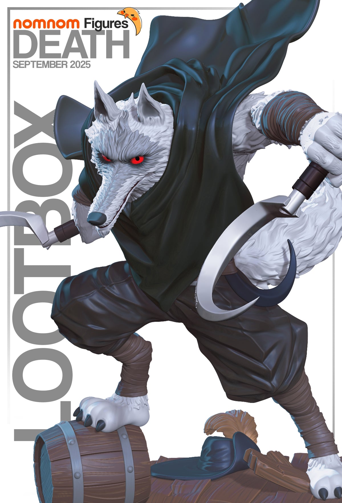 Fully painted sample of Whistling Wolf from Feline Hero by Nomnom, showing intended final look for display reference.