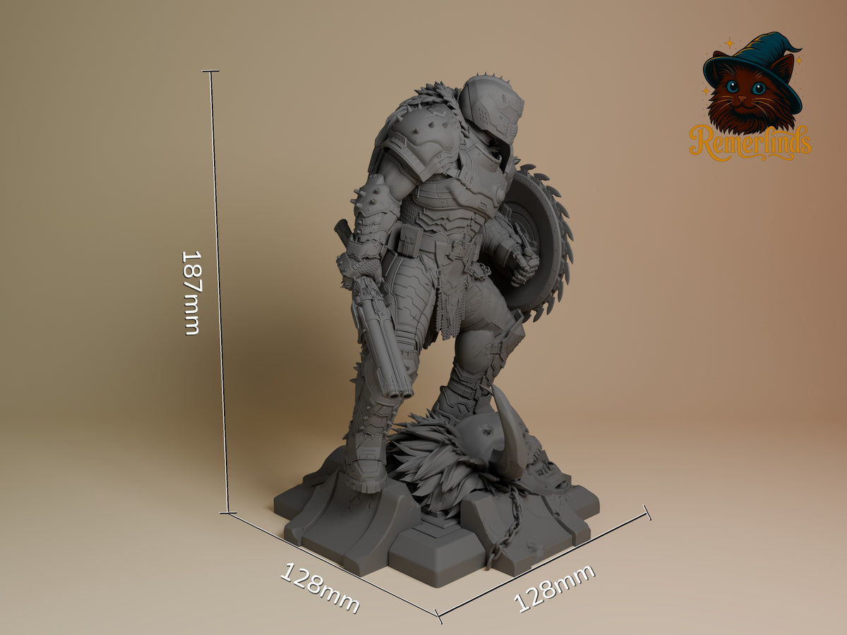 Crimson Vanguard from Inferno Assault is an unpainted resin figure standing on a sculpted base, 187mm tall.