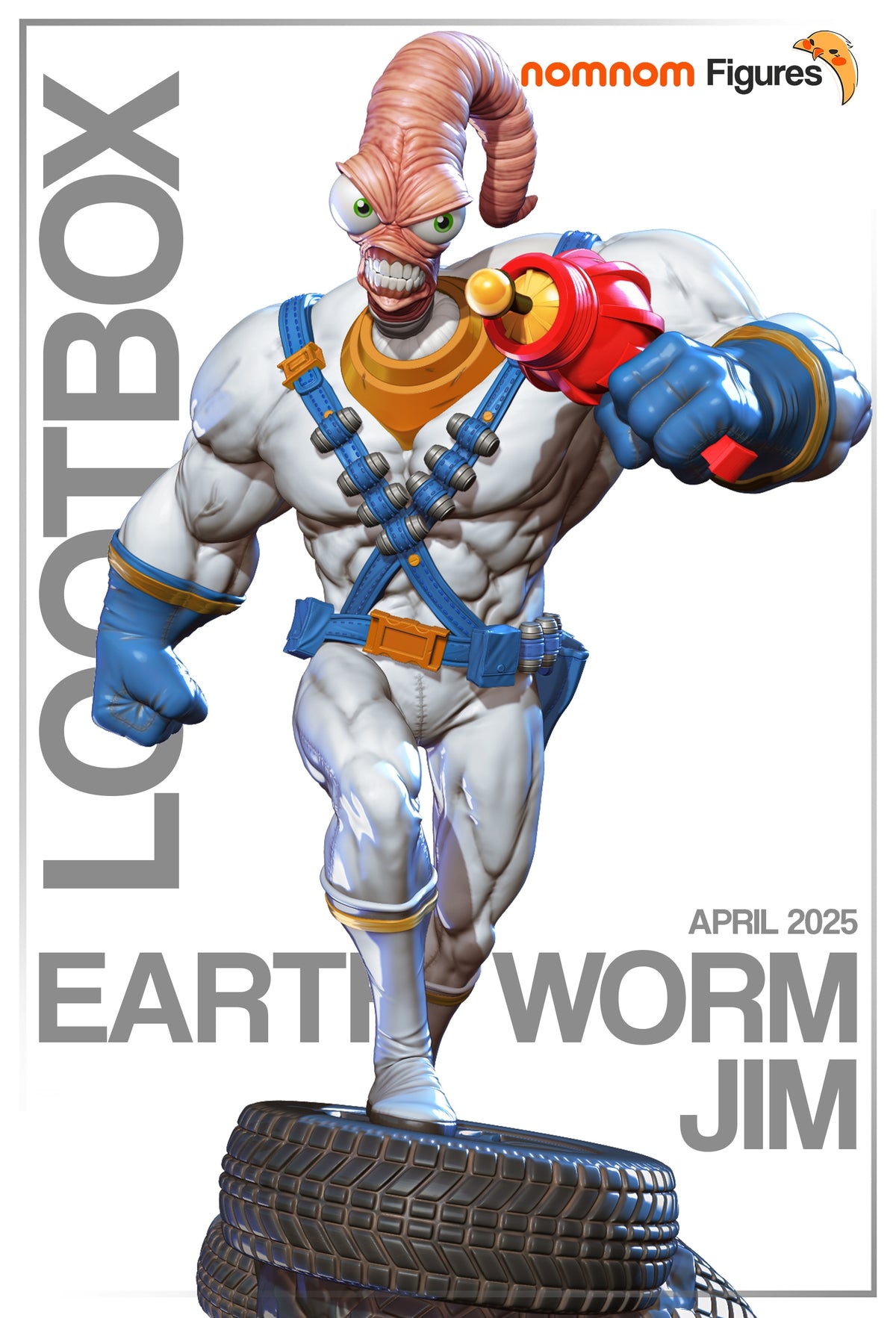 Fully painted sample of Anthropomorphic Worm Hero from Armored Worm Hero by Nomnom, showing intended final look for display reference.