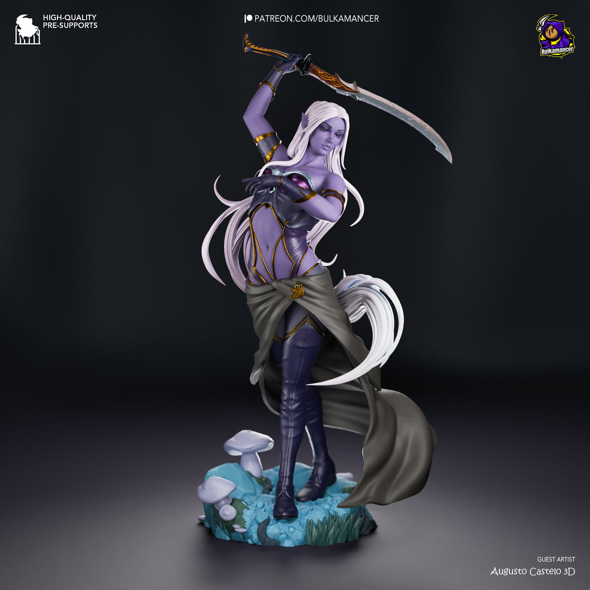 Fully painted sample of Eilistraee from Forgotten  Realms by Bulkamancer, showing the intended final look.