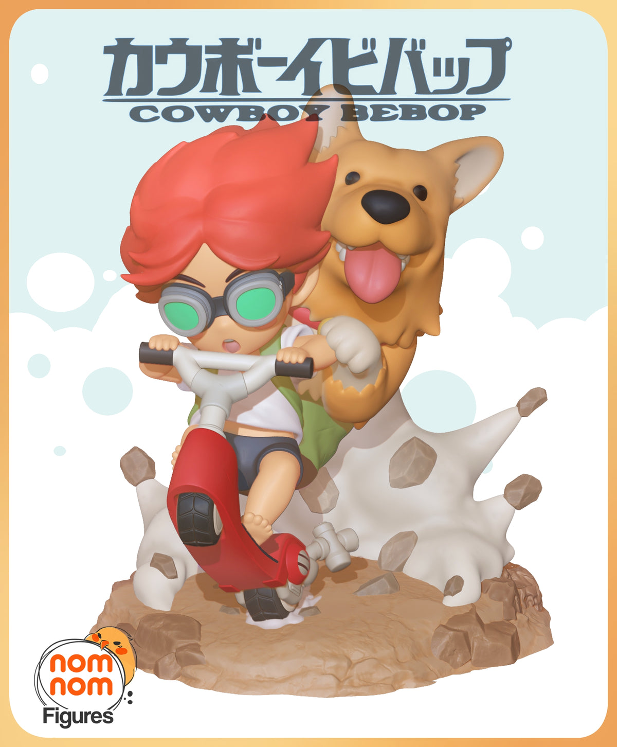 Fully painted sample of Genius Corgi & Hacker Kid from Space Bounty Blues by Nomnom, showing intended final look for display reference.