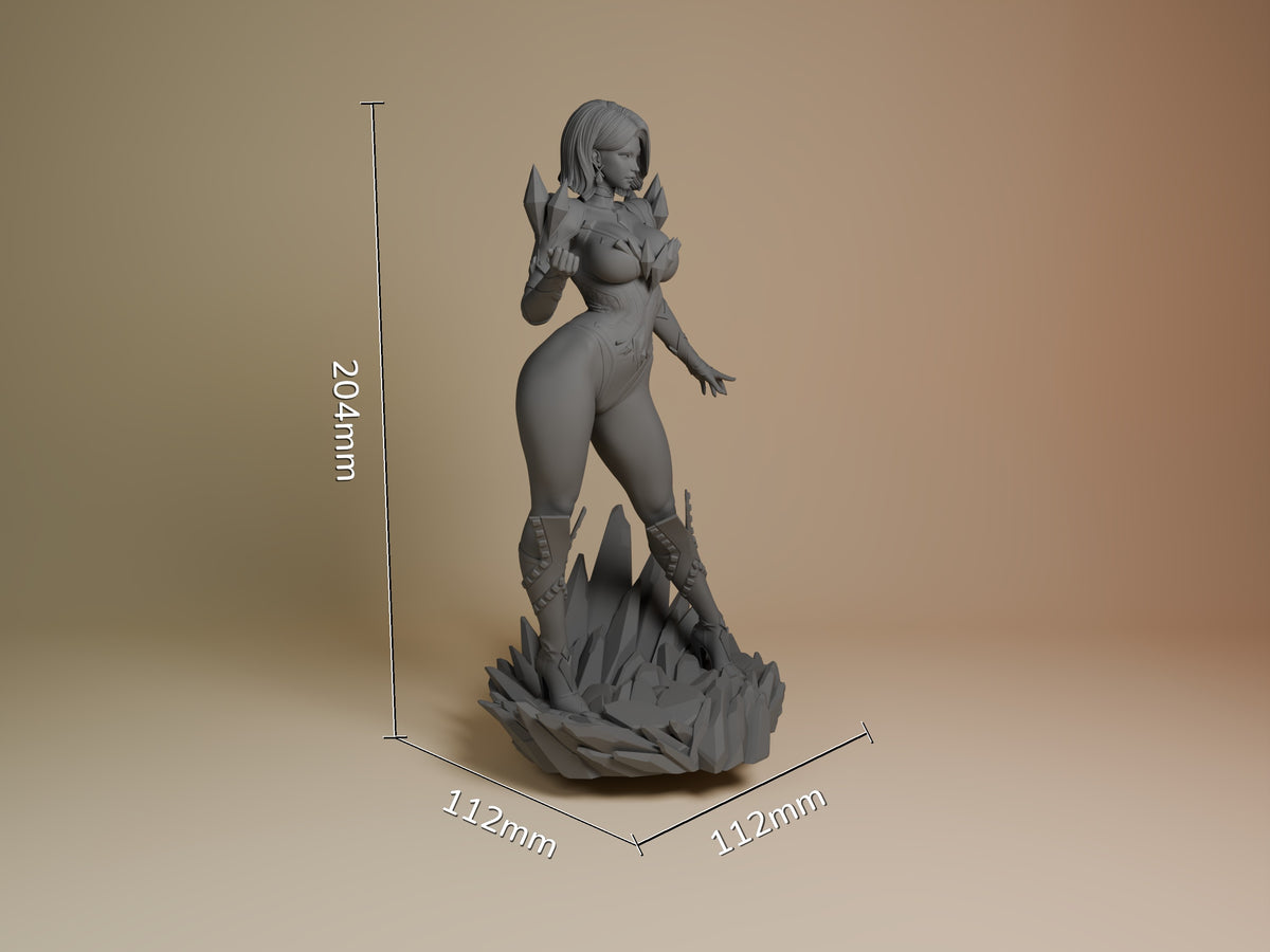 Arctic Telepath from Super Rivals is an unpainted resin figure in three-quarter pose on a rocky base.