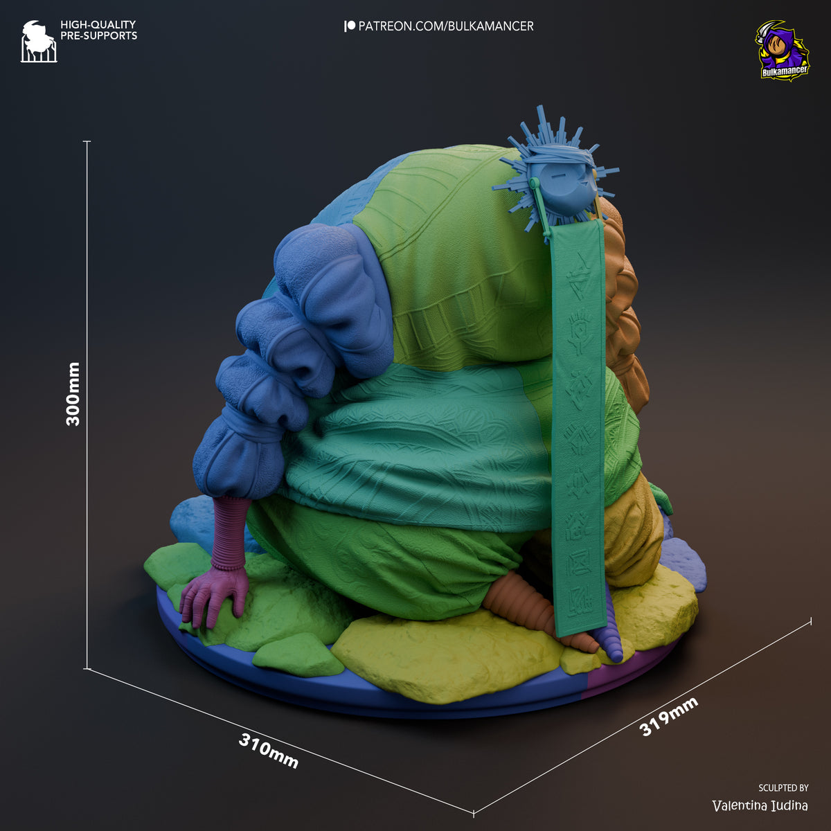 Esquie from Expedition 33 is a multicolored resin figure seated on a sculpted base.