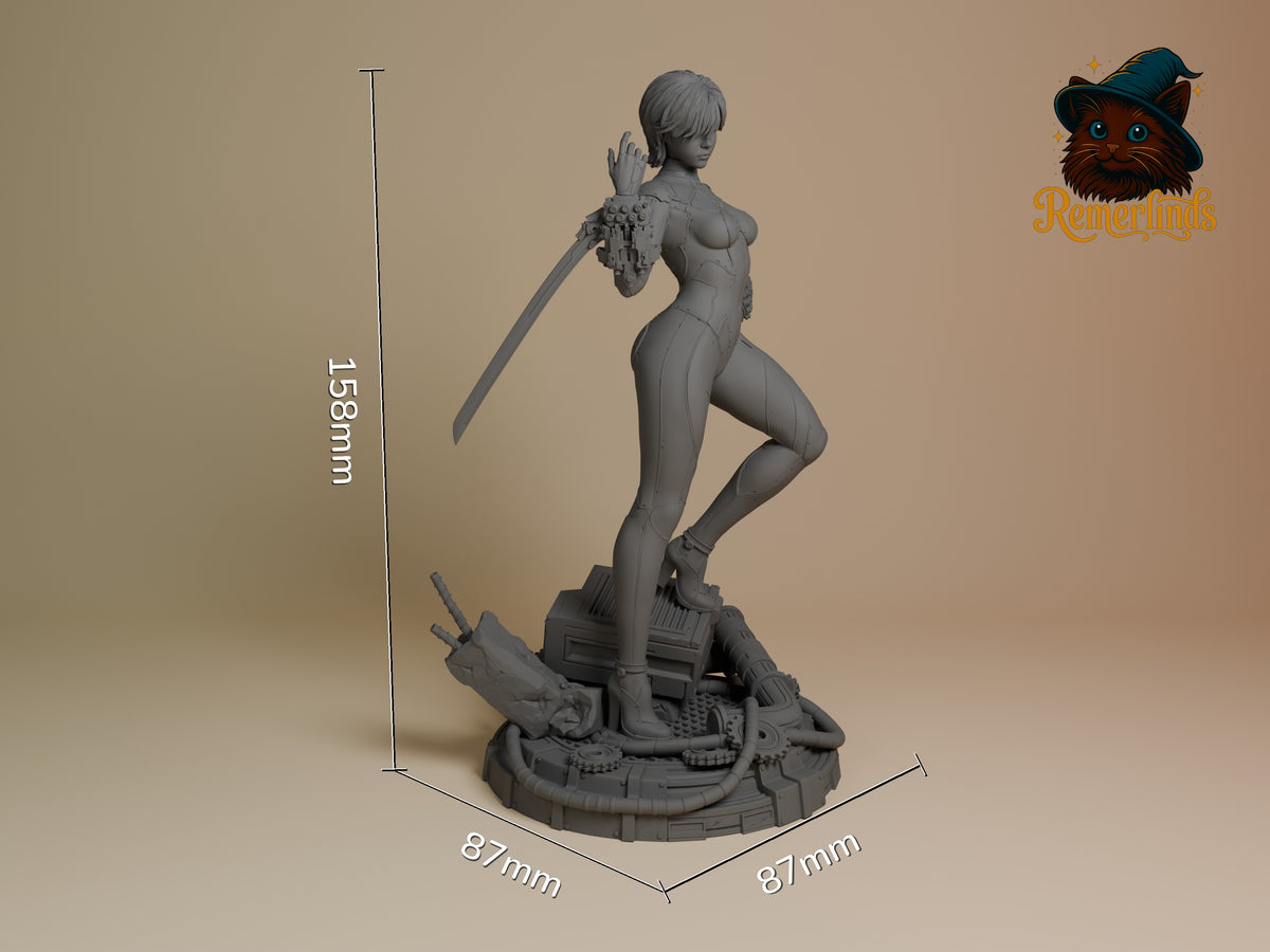 Evie from Stellar Blade is an unpainted resin figure in side pose on a base, scaled 158mm high.