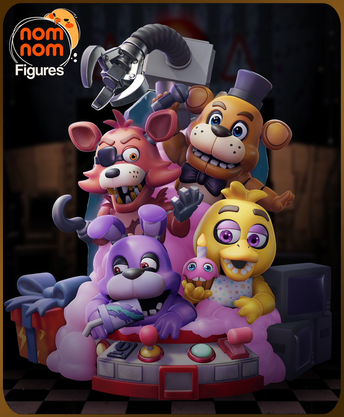 Fully painted sample of 5 Nights at Freddys from Five Nights Horror Nights by Nomnom, showing intended final look for display reference.
