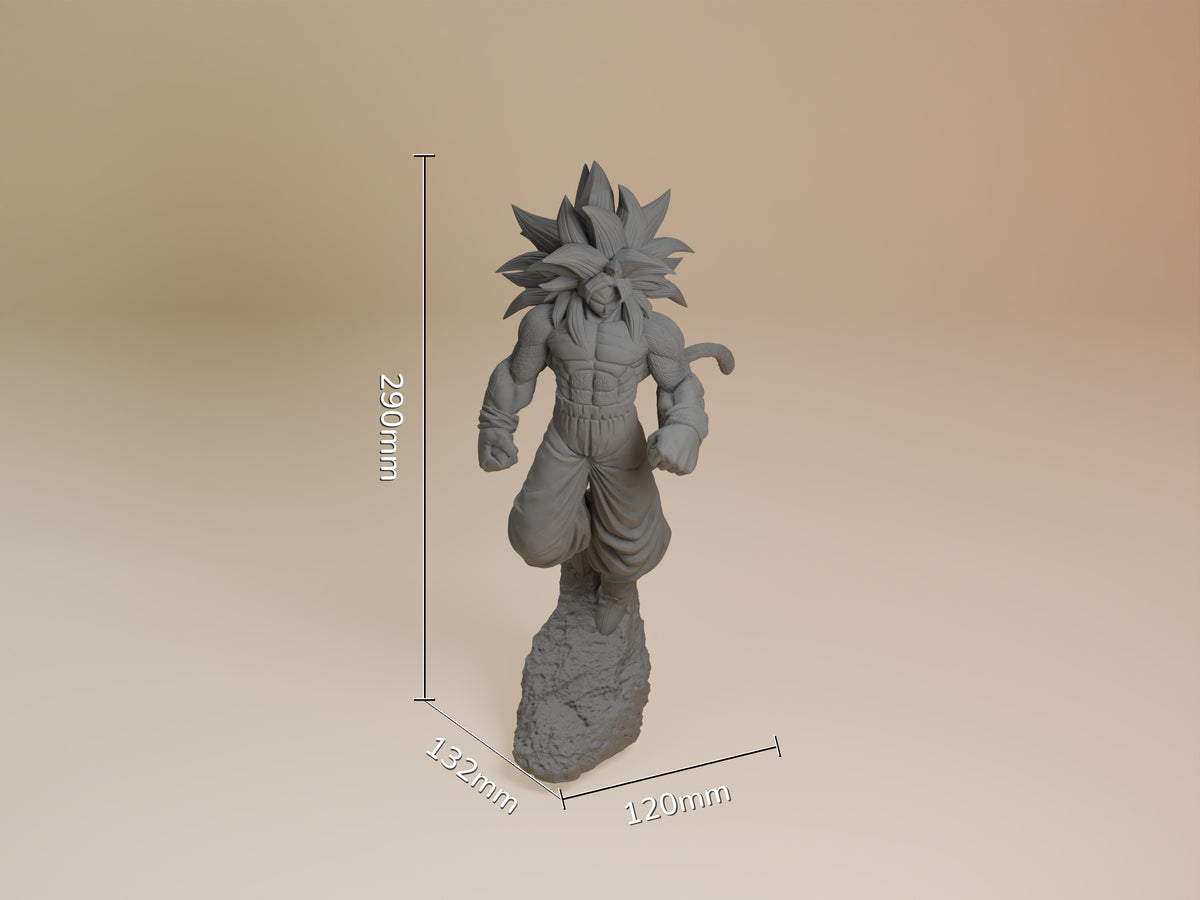 Solar Warrior from Dragon Sphere Y resin figure shown front-facing on a sculpted rocky base, 290mm tall.