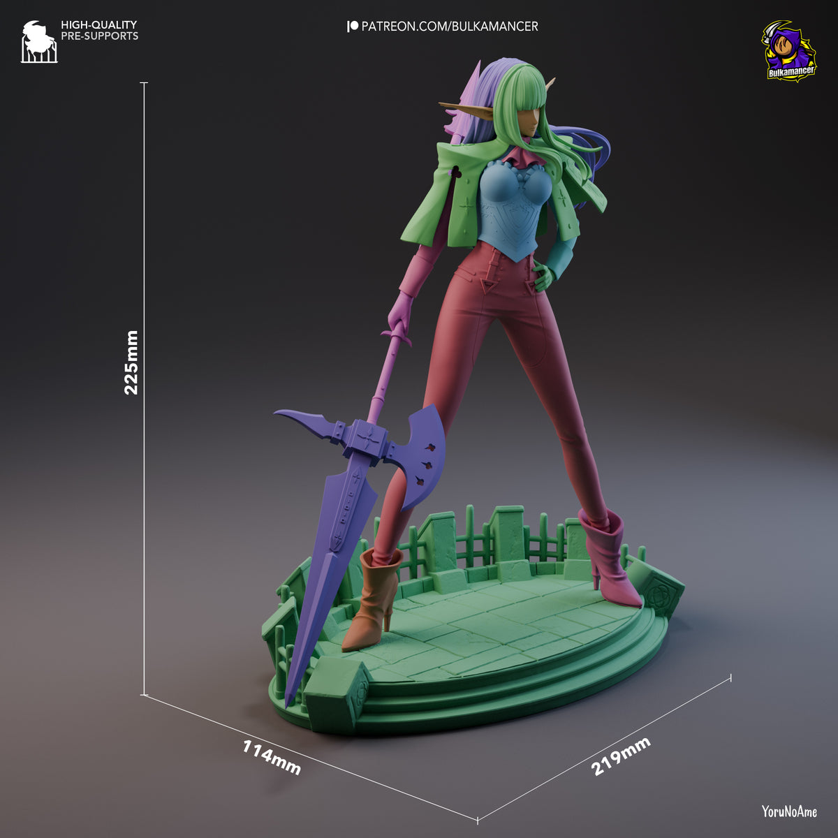 Hulkenberg from Metaphor: ReFantazio is a painted resin figure with an axe on a base beside 225mm scale.